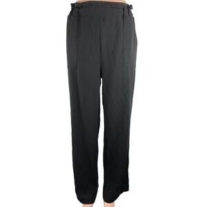 BBJ Black High Rise Straight Wide Leg Pockets Paperbag Ankle Trouser Pants Sz XL